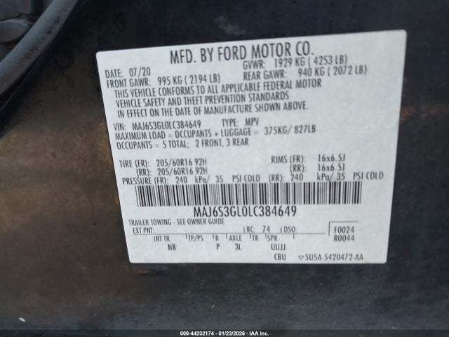Ford Ecosport Se 2020 MAJ6S3GL0LC384649 Image 9