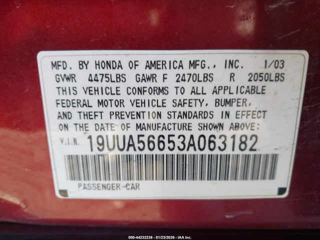 2003 ACURA TL 19UUA56653A063182 Photo 8