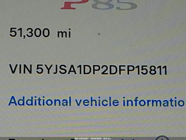 Продаж на аукціоні авто 2013 Tesla Model S Performance, vin: 5YJSA1DP2DFP15811, номер лоту: 44232257