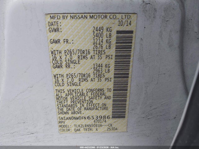 5N1AN0NW0FN653986 Nissan Xterra S
