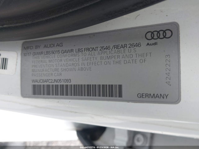 Продаж на аукціоні авто 2018 Audi A6 2.0t Premium, vin: WAUC8AFC2JN051093, номер лоту: 44232274