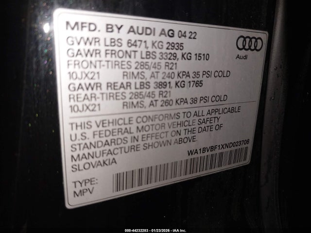 2022 AUDI Q8 WA1BVBF1XND023706 Photo 8