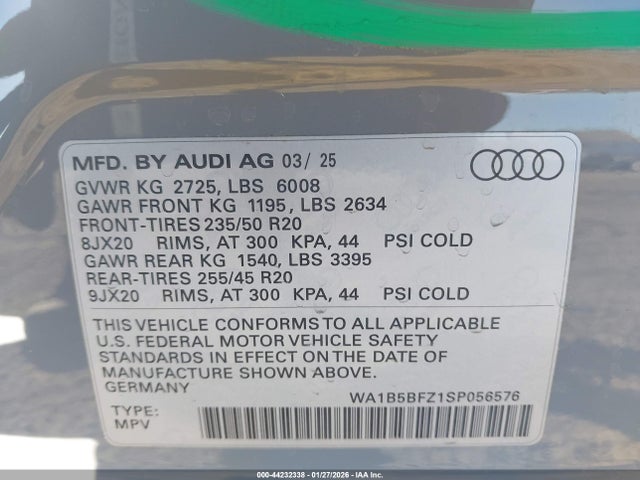 WA1B5BFZ1SP056576 Audi Q4 E-tron Premium 45 Quattro