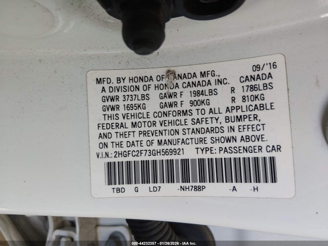 Honda CIVIC EX 2016 2HGFC2F73GH569921 Image 9