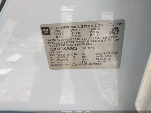 2012 CADILLAC SRX 3GYFNAE32CS519322 Photo 8