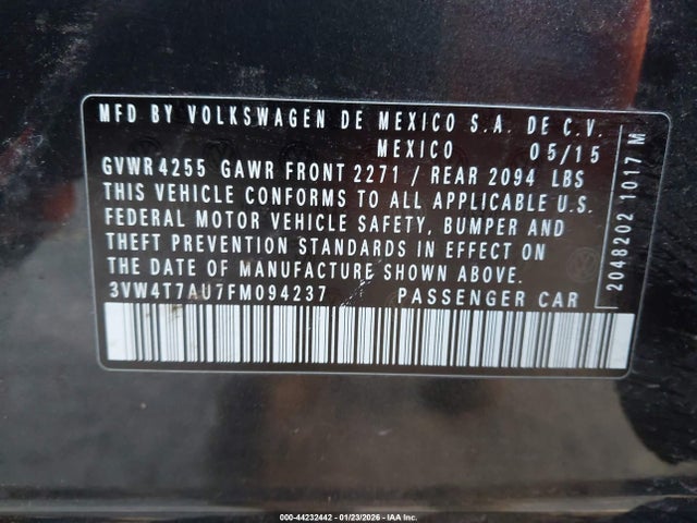 Продаж на аукціоні авто 2015 Volkswagen Golf Gti 2.0t Se 4-door, vin: 3VW4T7AU7FM094237, номер лоту: 44232442