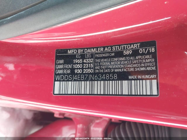 WDDSJ4EB7JN634858 Mercedes-Benz CLA 250