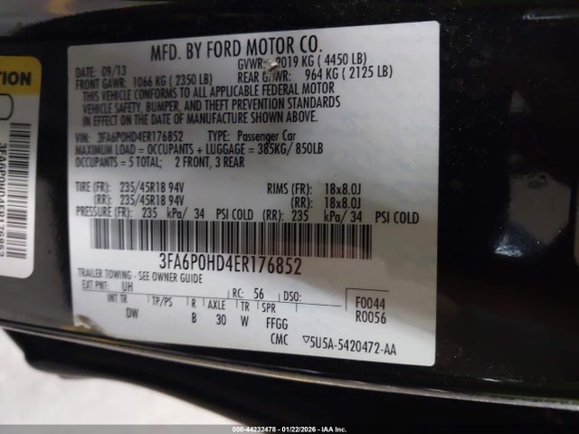 Ford FUSION SE 2014 3FA6P0HD4ER176852 Image 9