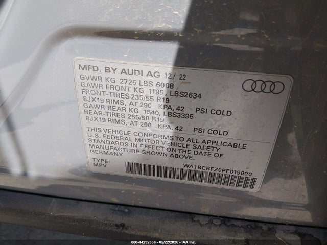 Aukcja sprzedaży 2023 Audi Q4 E-tron Premium Plus 40 Rwd, vin: WA1BCBFZ0PP019600, numer aukcji: 44232556