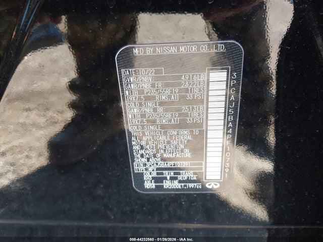 44232560 :رقم المزاد ، 3PCAJ5BA4PF107391 vin ، 2023 Infiniti Qx50 Luxe مزاد بيع