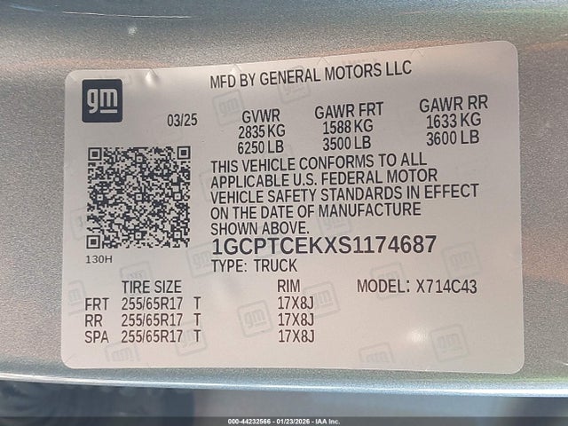 1GCPTCEKXS1174687 Chevrolet Colorado 4wd Lt
