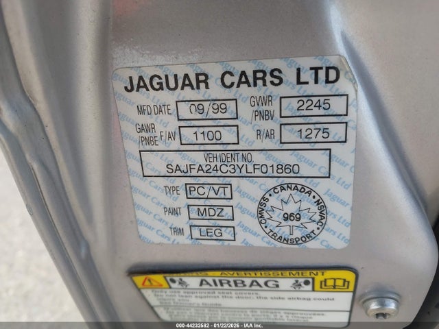 2000 JAGUAR XJ8 SAJFA24C3YLF01860 Photo 8