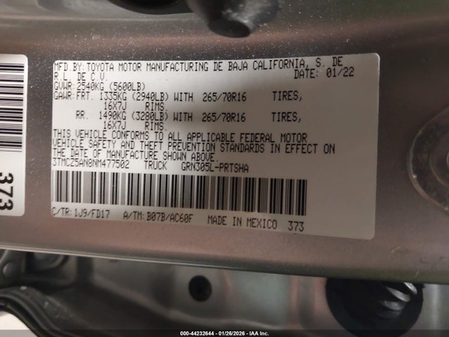 3TMCZ5AN8NM477502 Toyota Tacoma Trd Off Road