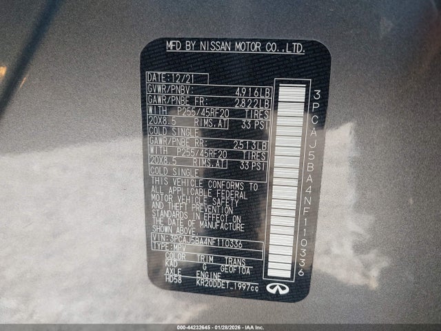 2022 INFINITI QX50 3PCAJ5BA4NF110336 Photo 8