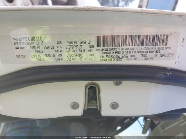 Продаж на аукціоні авто 2016 Ram 2500 Tradesman, vin: 3C6UR5CJ8GG187560, номер лоту: 44232651