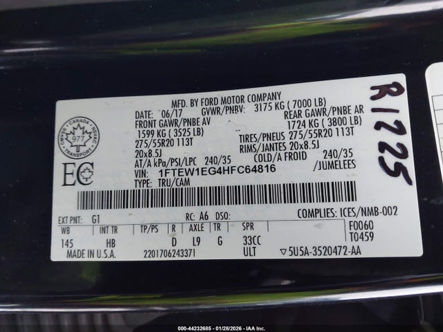 Ford F-150 Lariat 2017 1FTEW1EG4HFC64816 Image 9