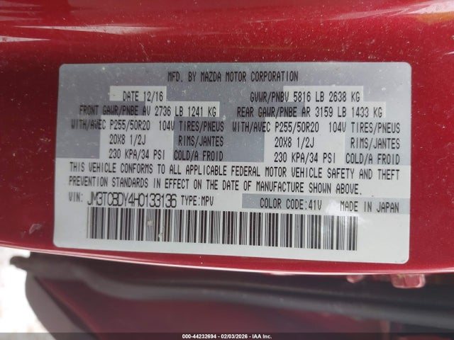 2017 MAZDA CX-9 JM3TCBDY4H0133136 Photo 8