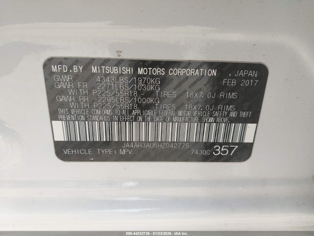 2017 MITSUBISHI OUTLANDER SPORT JA4AR3AU5HZ042775 Photo 8