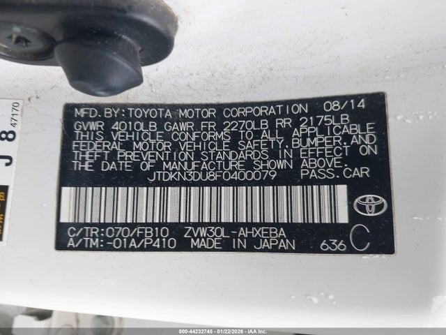 Toyota Prius Three 2015 JTDKN3DU8F0400079 Image 9