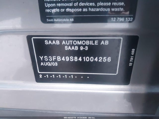 2004 SAAB 9-3 YS3FB49S841004256 Photo 8