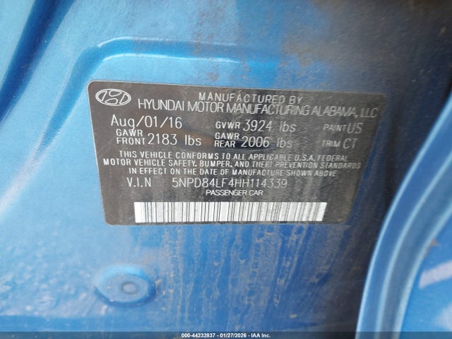 Aukcja sprzedaży 2017 Hyundai Elantra Limited, vin: 5NPD84LF4HH114339, numer aukcji: 44232837