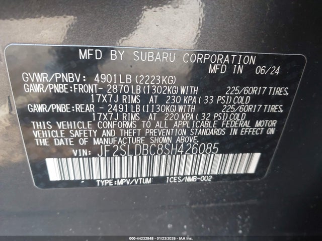 44232848 :رقم المزاد ، JF2SLDBC8SH426085 vin ، 2025 Subaru Forester Premium مزاد بيع