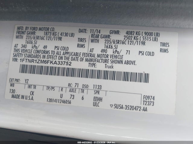 1FTNR1ZM6FKA33752 Ford Transit-250