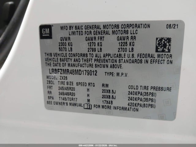 2021 Buick Envision Awd Preferred მანქანა იყიდება აუქციონზე, vin: LRBFZMR48MD179012, აუქციონის ნომერი: 44232896