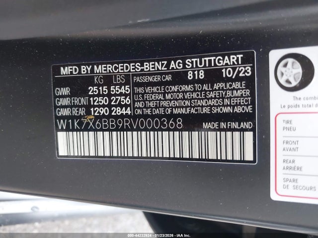 W1K7X6BB9RV000368 Mercedes-Benz Amg Gt 53 4-door Coupe