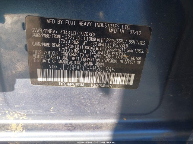 Продаж на аукціоні авто 2014 Subaru Xv Crosstrek 2.0i Premium, vin: JF2GPACC9EH201945, номер лоту: 44233005