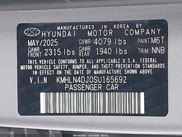 KMHLN4DJ0SU165692 Hyundai Elantra Hybrid Limited