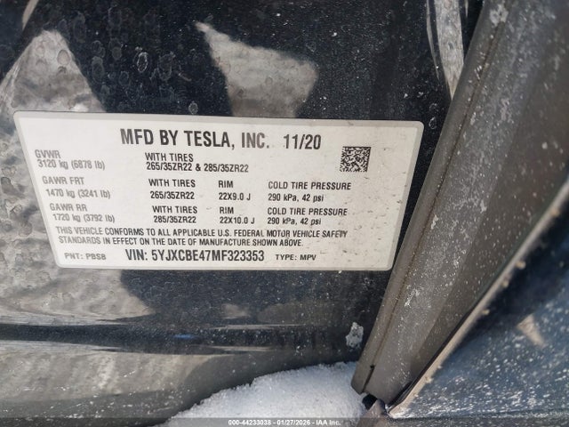 2021 TESLA MODEL X 5YJXCBE47MF323353 Photo 8