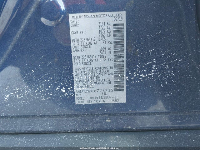 5N1AT2MVXLC725715 Nissan Rogue S Intelligent Awd