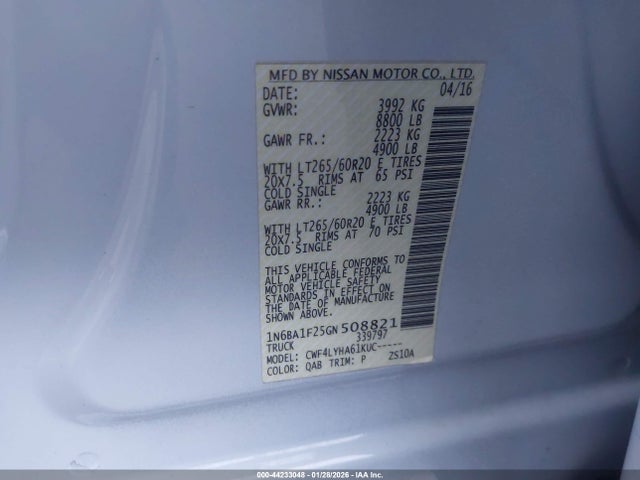 1N6BA1F25GN508821 Nissan Titan Xd Platinum Reserve Diesel