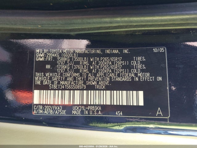 2006 TOYOTA TUNDRA 5TBET34156S508979 Photo 8