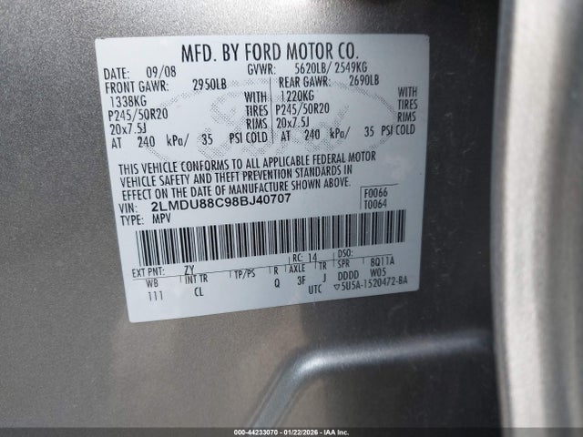 2008 LINCOLN MKX 2LMDU88C98BJ40707 Photo 8
