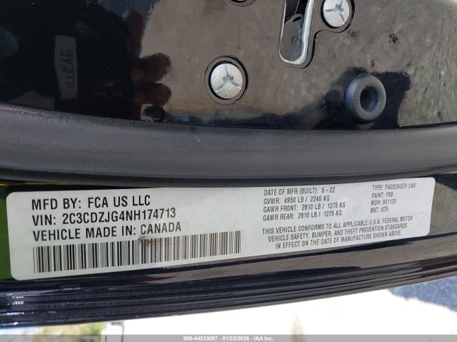 2022 Dodge Challenger Gt მანქანა იყიდება აუქციონზე, vin: 2C3CDZJG4NH174713, აუქციონის ნომერი: 44233087