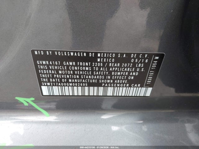 3VW217AU0GM062695 Volkswagen Golf Tsi S 4-door