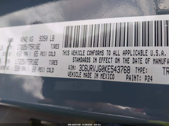 2019 RAM PROMASTER 3500 3C6URVJG0KE543768 Photo 8