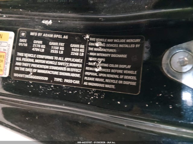 Продаж на аукціоні авто 2016 Buick Cascada Premium, vin: W04WT3N58GG055539, номер лоту: 44233187