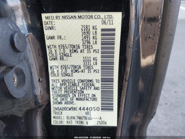 Продаж на аукціоні авто 2011 Nissan Frontier Sv, vin: 1N6AD0CW9BC444050, номер лоту: 44233206