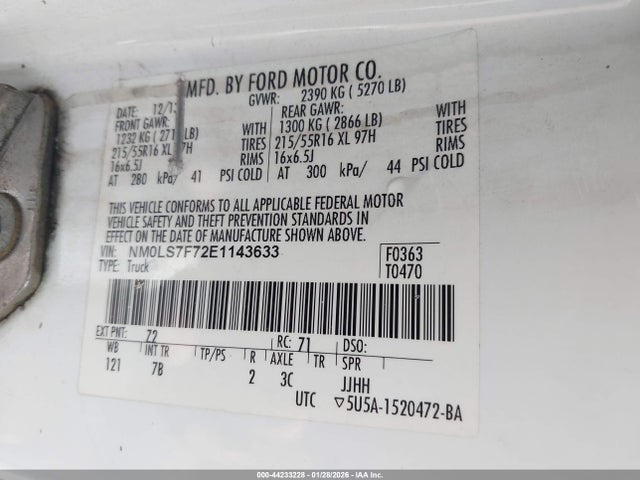 NM0LS7F72E1143633 Ford Transit Connect Xlt