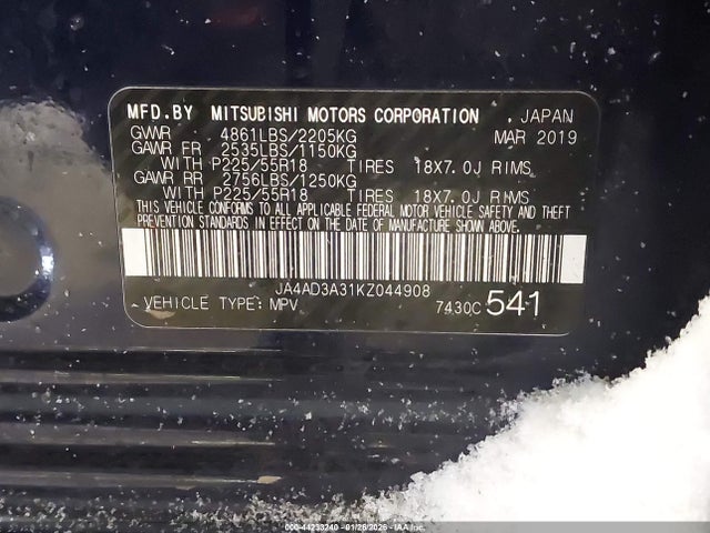 2019 MITSUBISHI OUTLANDER JA4AD3A31KZ044908 Photo 8