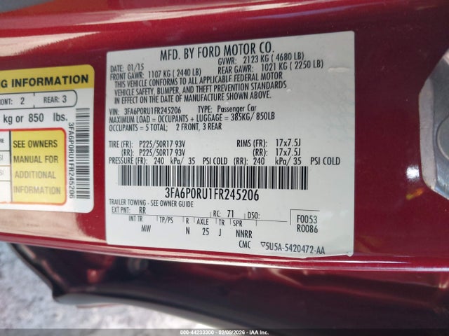 Ford Fusion Hybrid Titanium 2015 3FA6P0RU1FR245206 Image 9