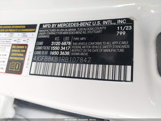 44233306 :رقم المزاد ، 4JGFB8KB1RB107847 vin ، 2024 Mercedes-benz Amg Gle 63 S 4matic+ مزاد بيع