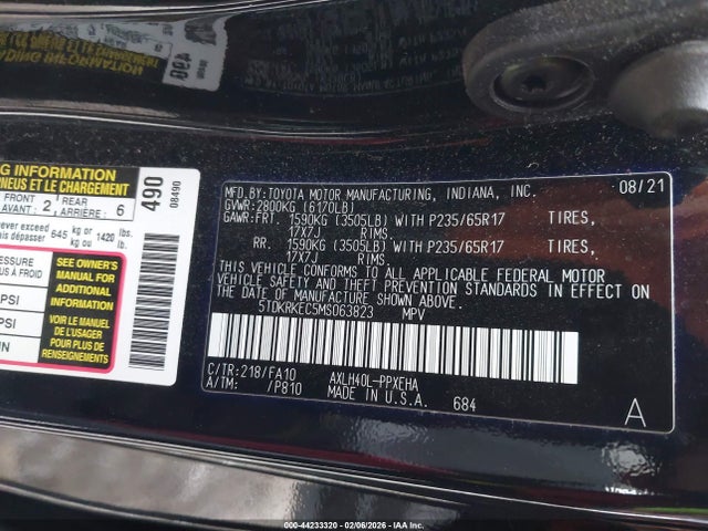 Toyota SIENNA LE 2021 5TDKRKEC5MS063823 Image 9
