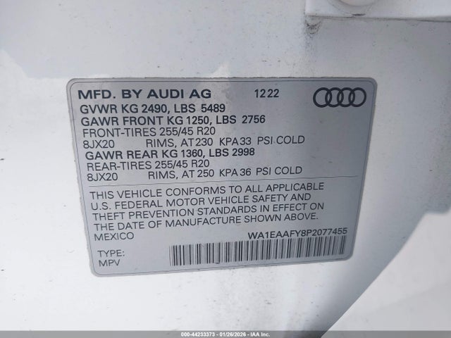 2023 AUDI Q5 WA1EAAFY8P2077455 Photo 8