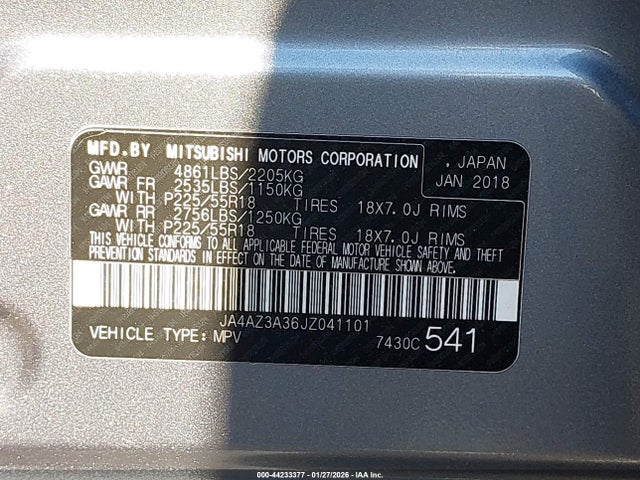 Mitsubishi Outlander Se 2018 JA4AZ3A36JZ041101 Image 9
