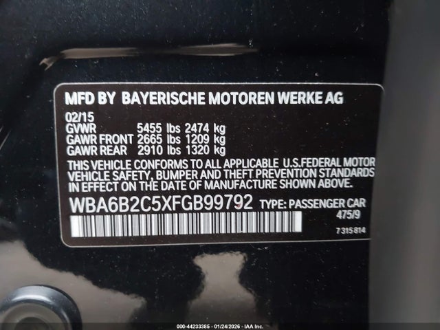 BMW 650i Gran Coupe 2015 WBA6B2C5XFGB99792 Image 9