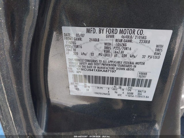 2008 FORD ESCAPE 1FMCU941X8KA87197 Photo 8